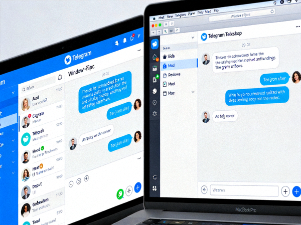 Telegram Desktop 应用程序在 Windows 和 Mac 电脑上的界面预览图